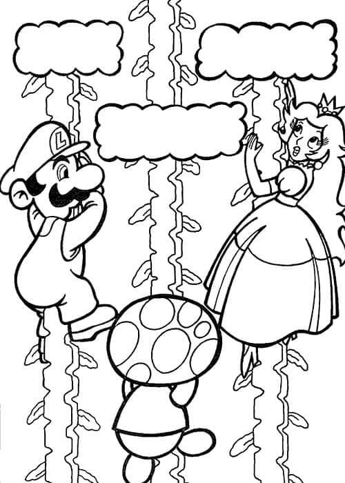 Mario zachraňuje princeznu Peach omalovánka