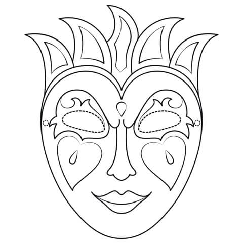 Maska z Mardi Gras omalovánka