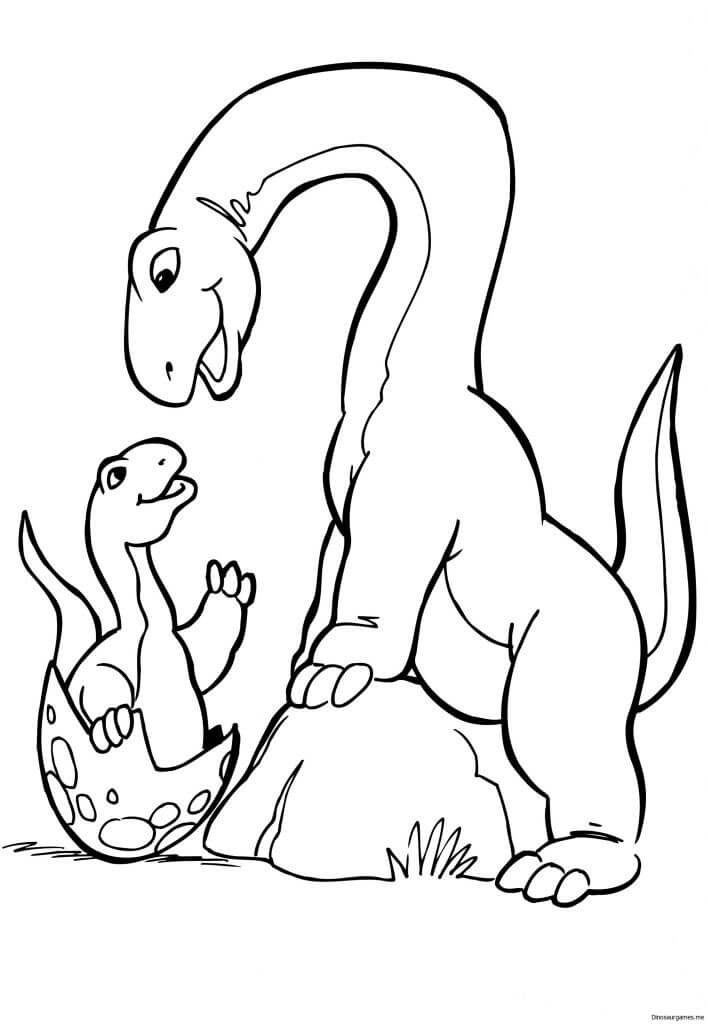 Matka Diplodocus a dítě Diplodocus omalovánka