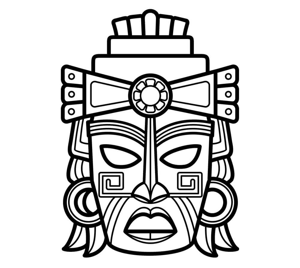 Mexická africká aztécká maska omalovánka