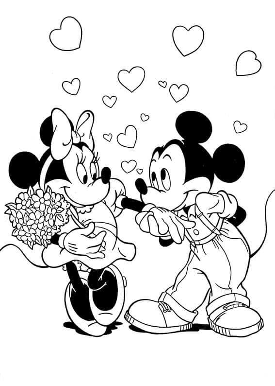 Mickey a Minnie na Valentýna omalovánka