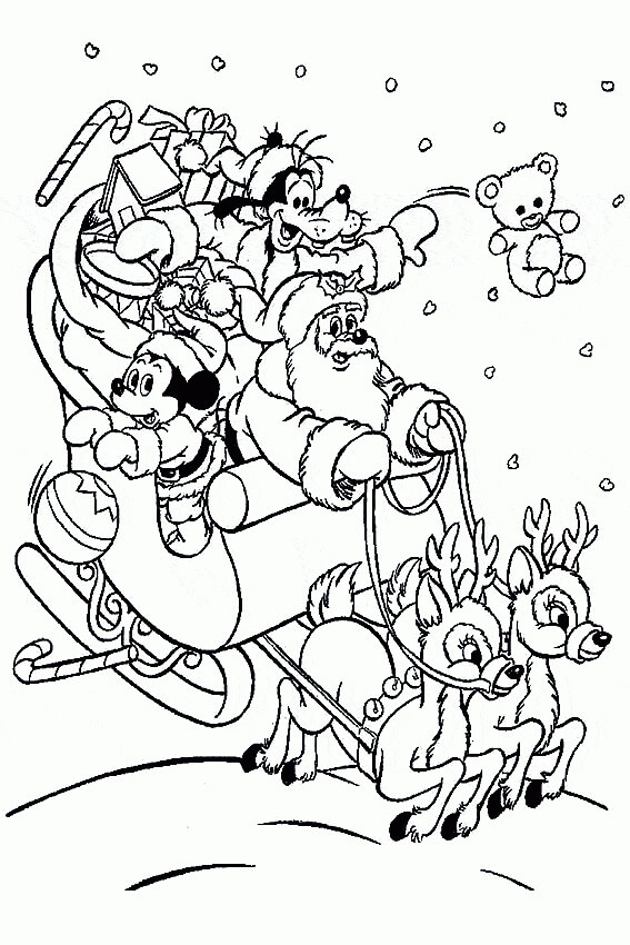 Mickey Mouse a přítel s Santa Clausem omalovánka