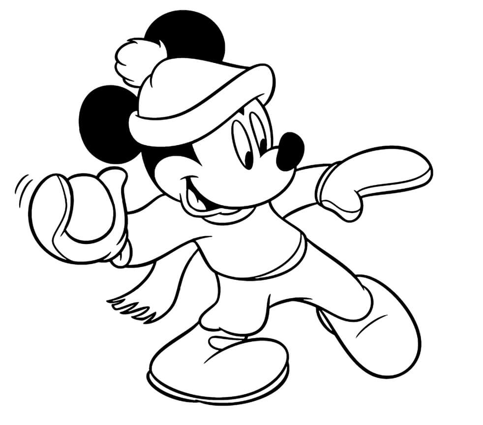 Mickey Mouse v zimě omalovánka