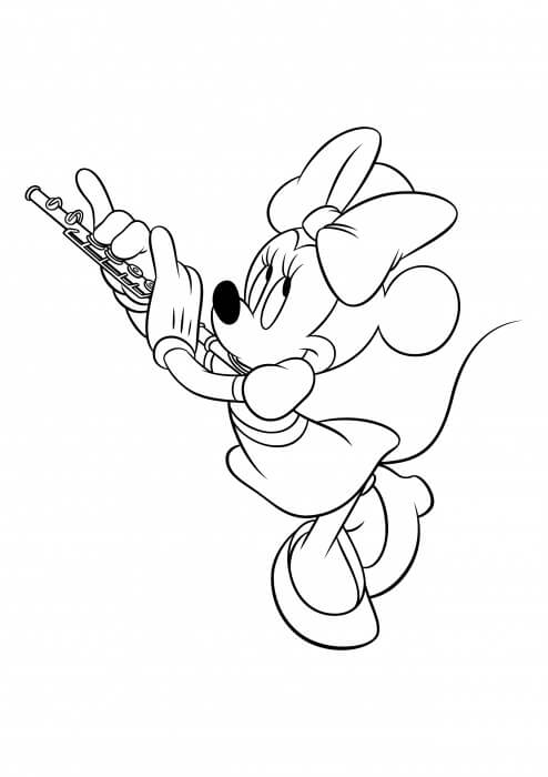 Minnie Mouse hraje na flétnu omalovánka