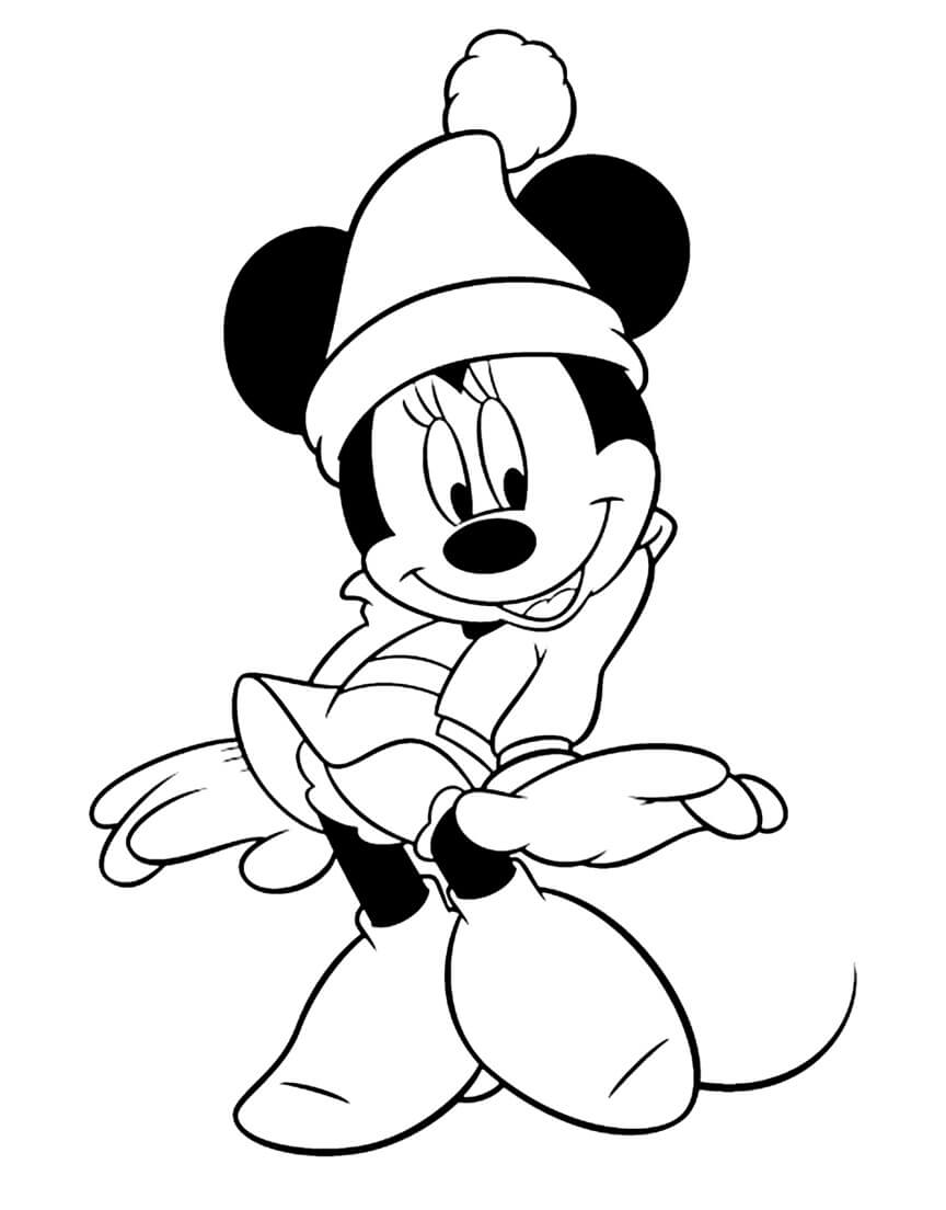 Minnie Mouse v zimě omalovánka