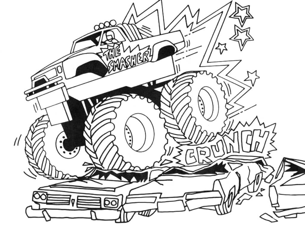 Monster Truck drtí auta omalovánka
