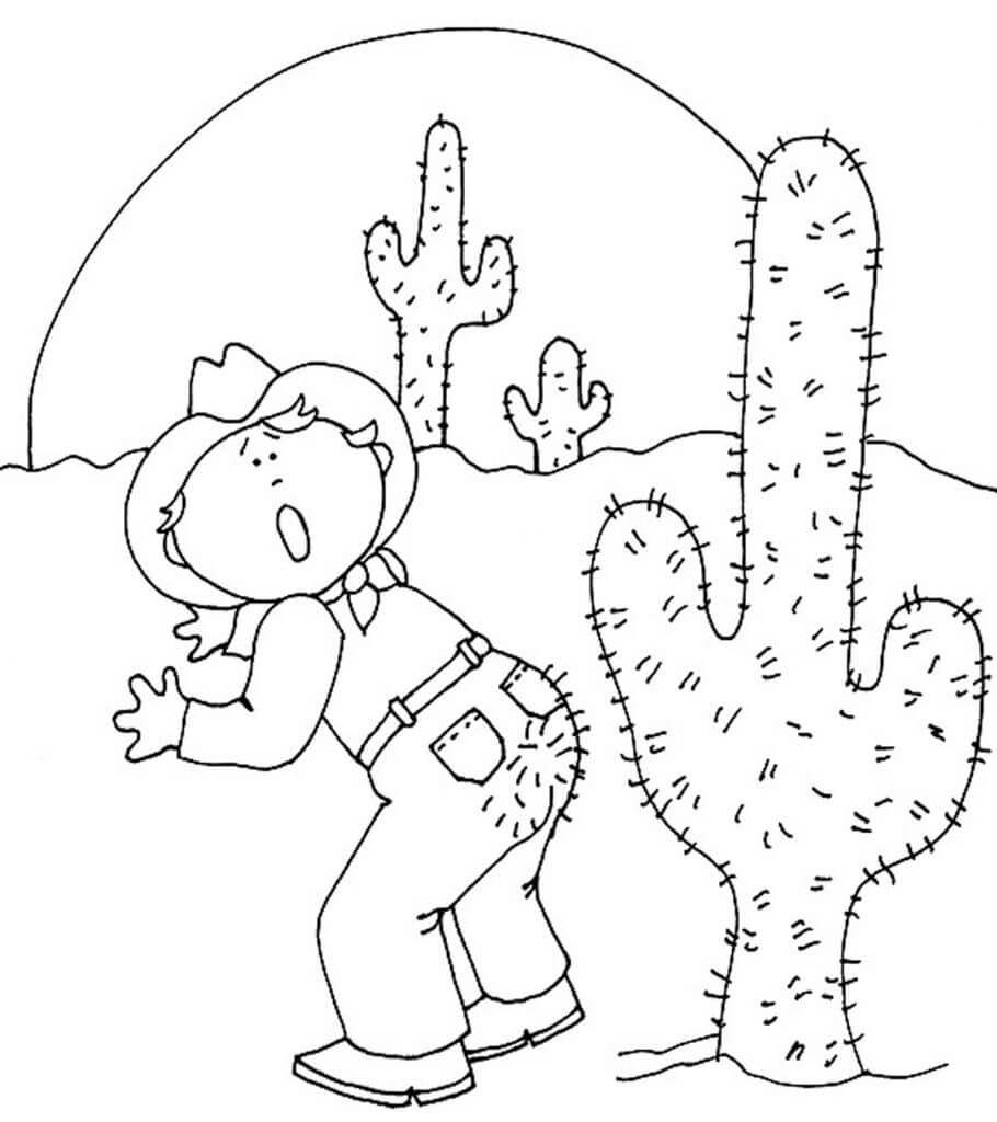 Muž pobodaný kaktusem omalovánka