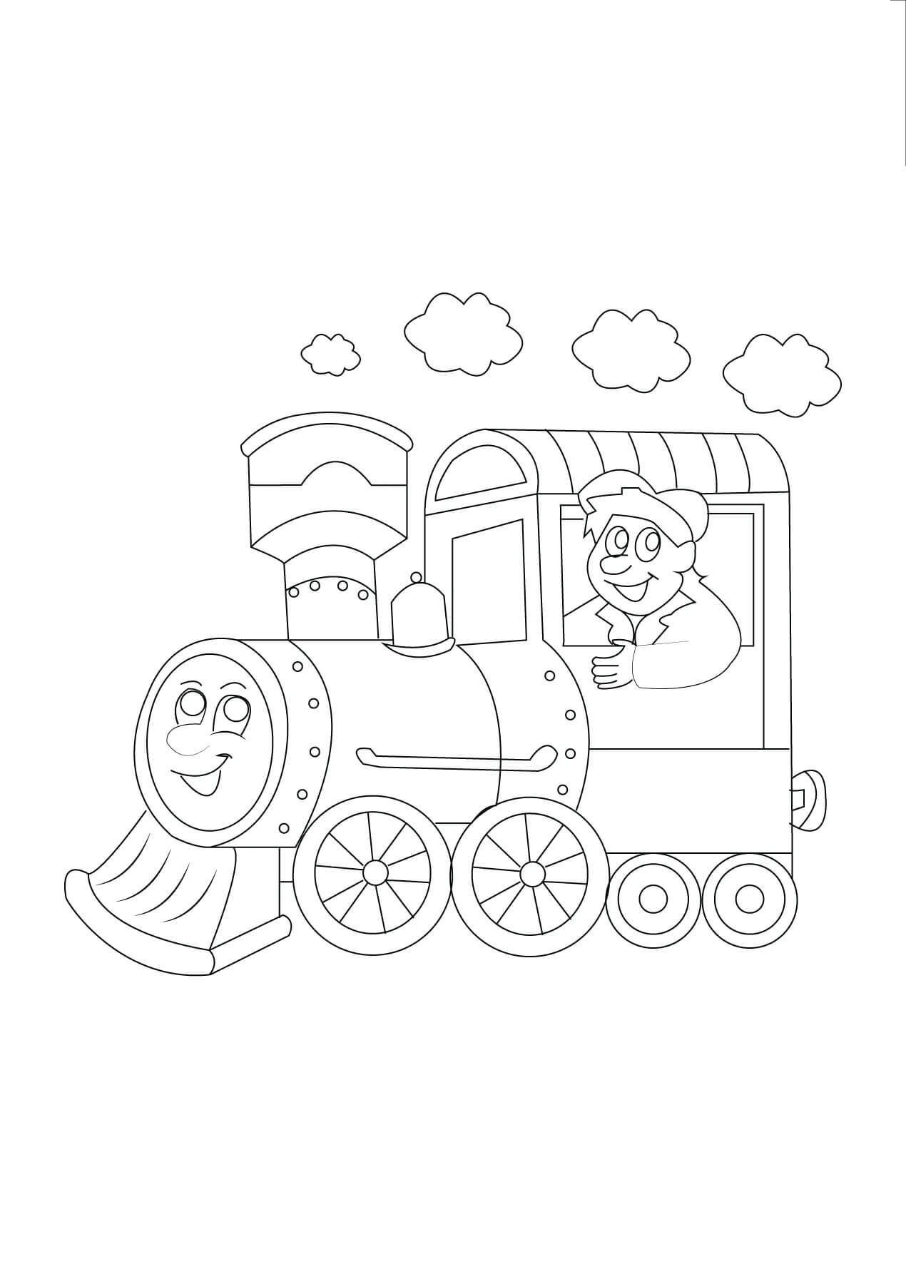 Muž řídící vlak omalovánka