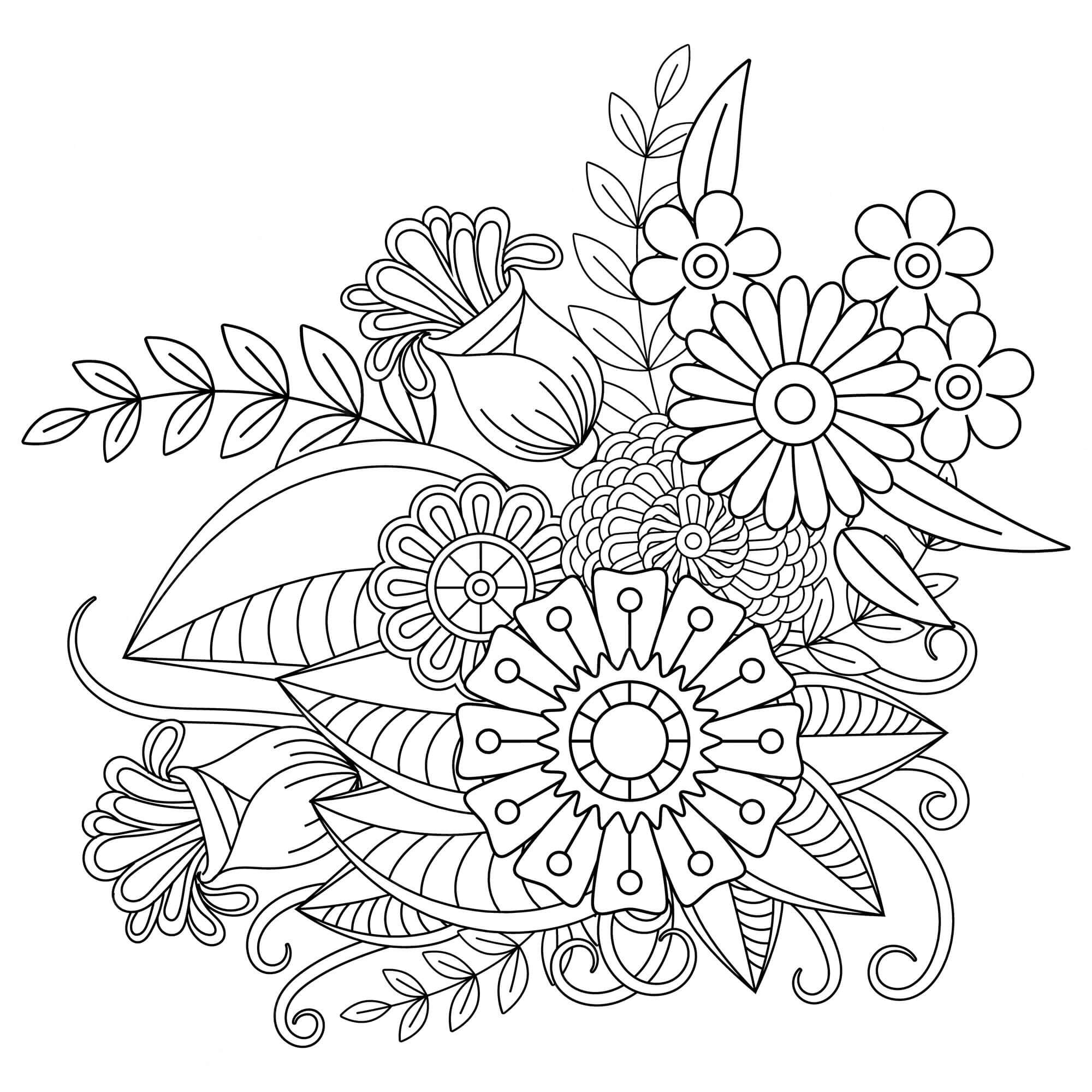 Normální květinová mandala omalovánka