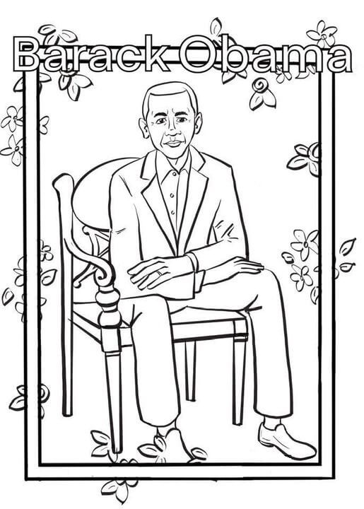 Obama Sedí na židli omalovánka