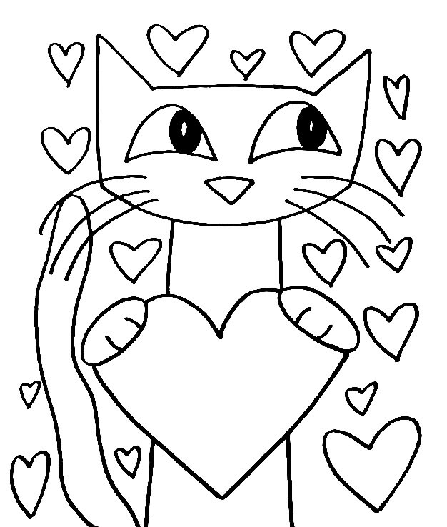 Pete the Cat in Valentine omalovánka