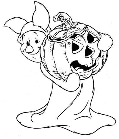 Omalovánka Piglet Holding Pumpkin