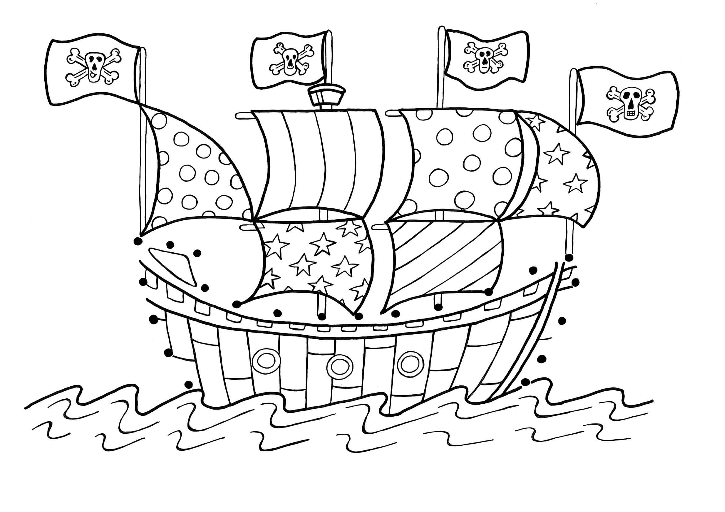 Pirátská loď Barbara omalovánka