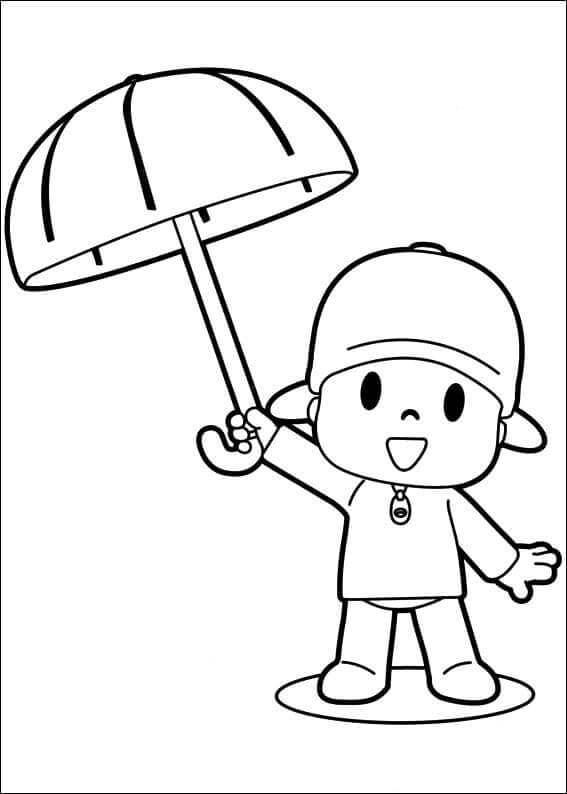 Pocoyo držící deštník omalovánka