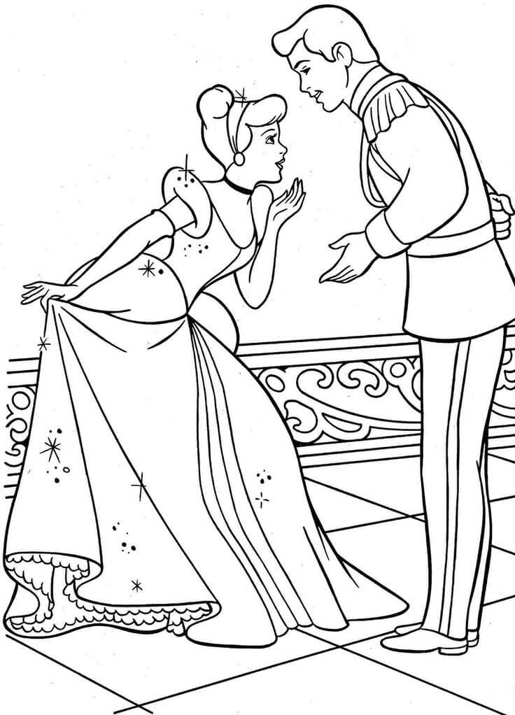 Popelka s Princem omalovánka