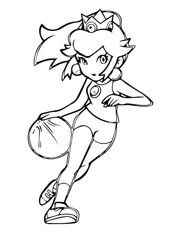 Princezna Peach hraje basketbal omalovánka