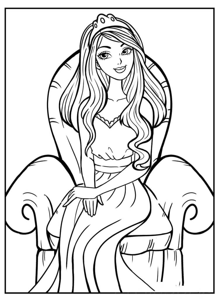 Princezna Sedí na židli omalovánka