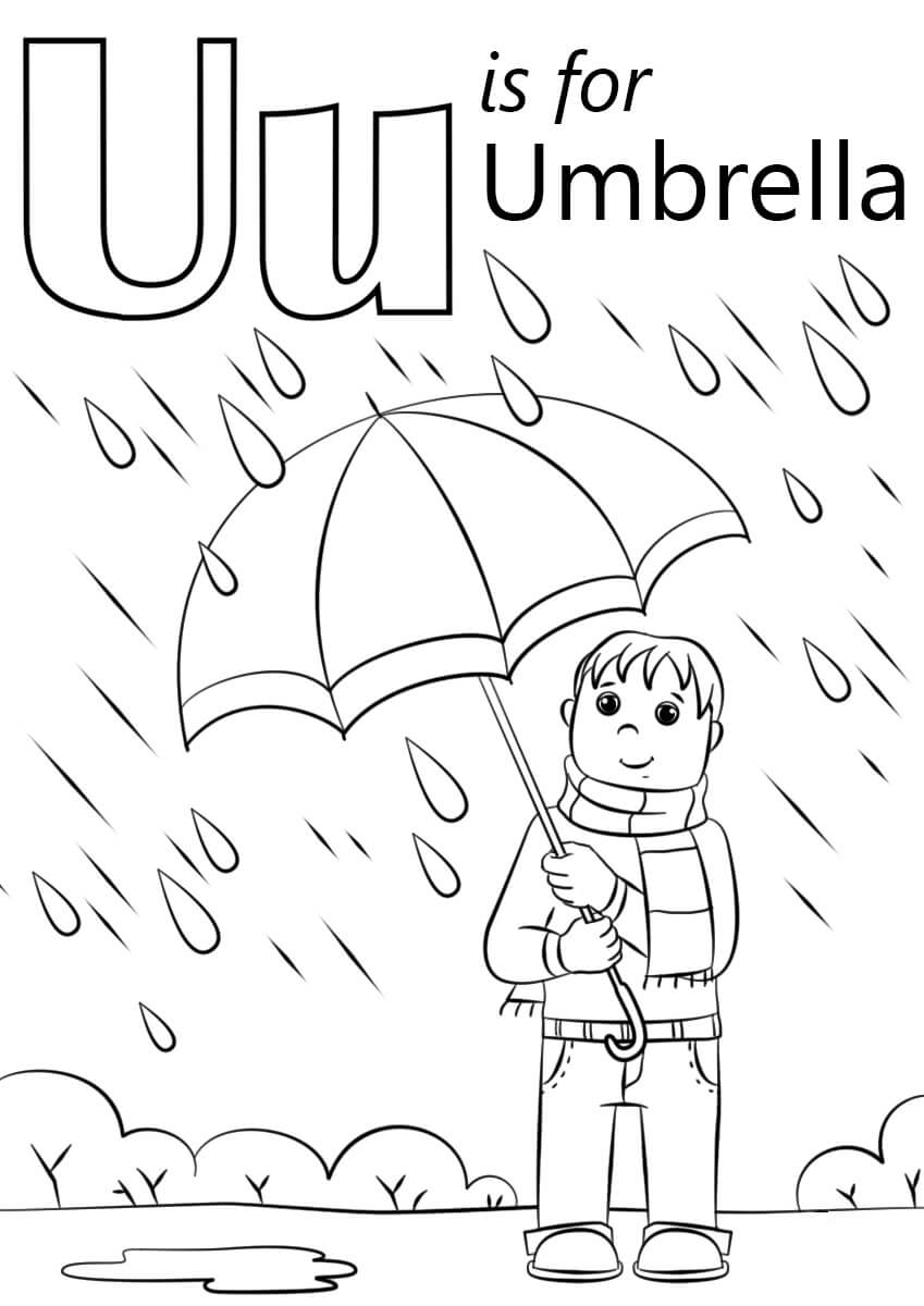 Písmeno U je pro Umbrella omalovánka