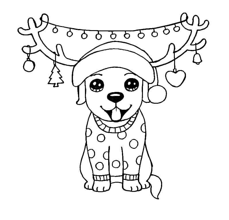 Roztomilý pes na Vánoce omalovánka