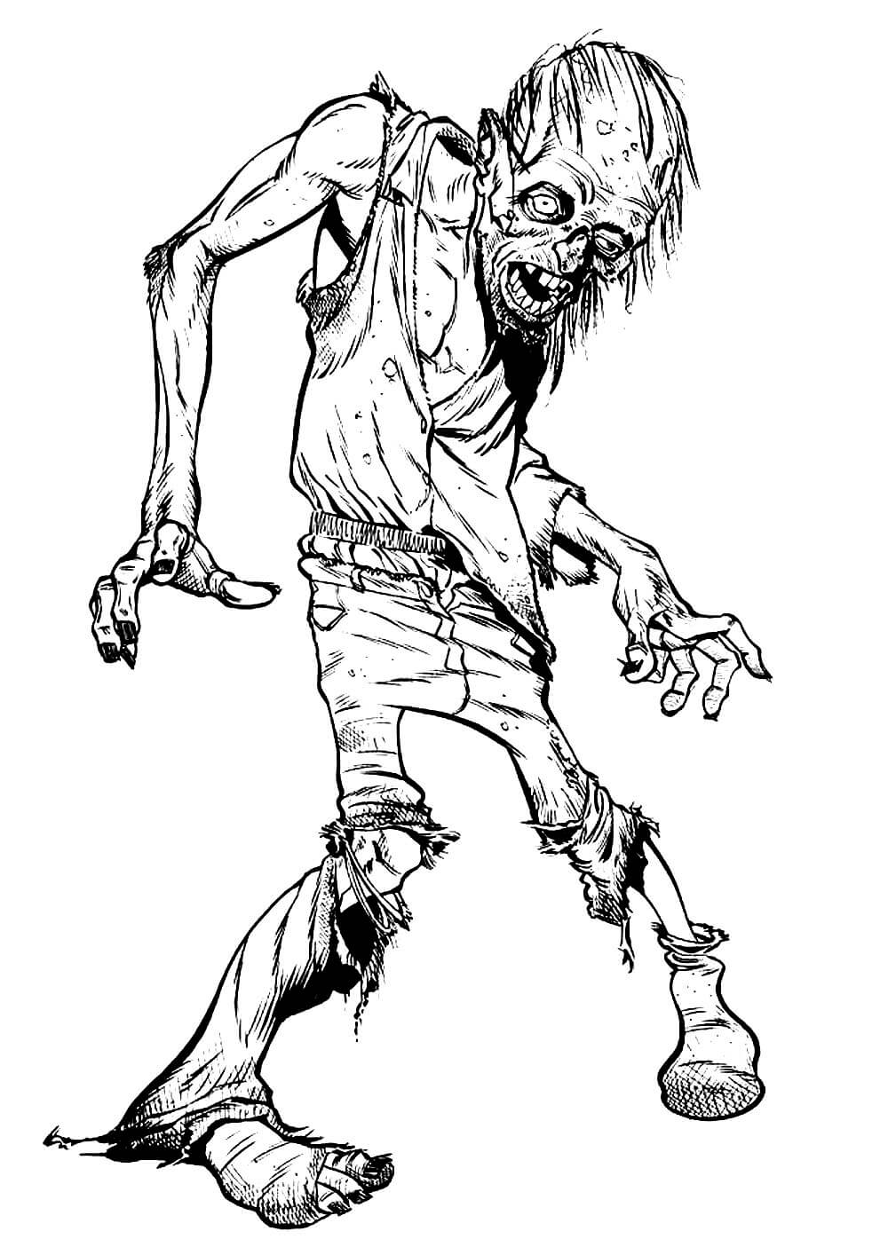 Ruční kreslení zombie omalovánka