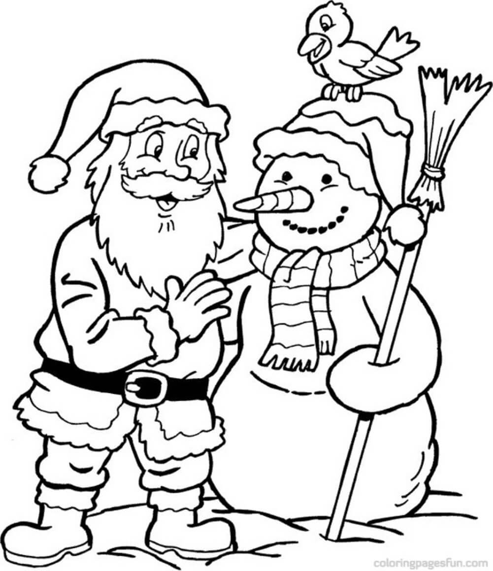 Omalovánka Santa Claus se Sněhulákem