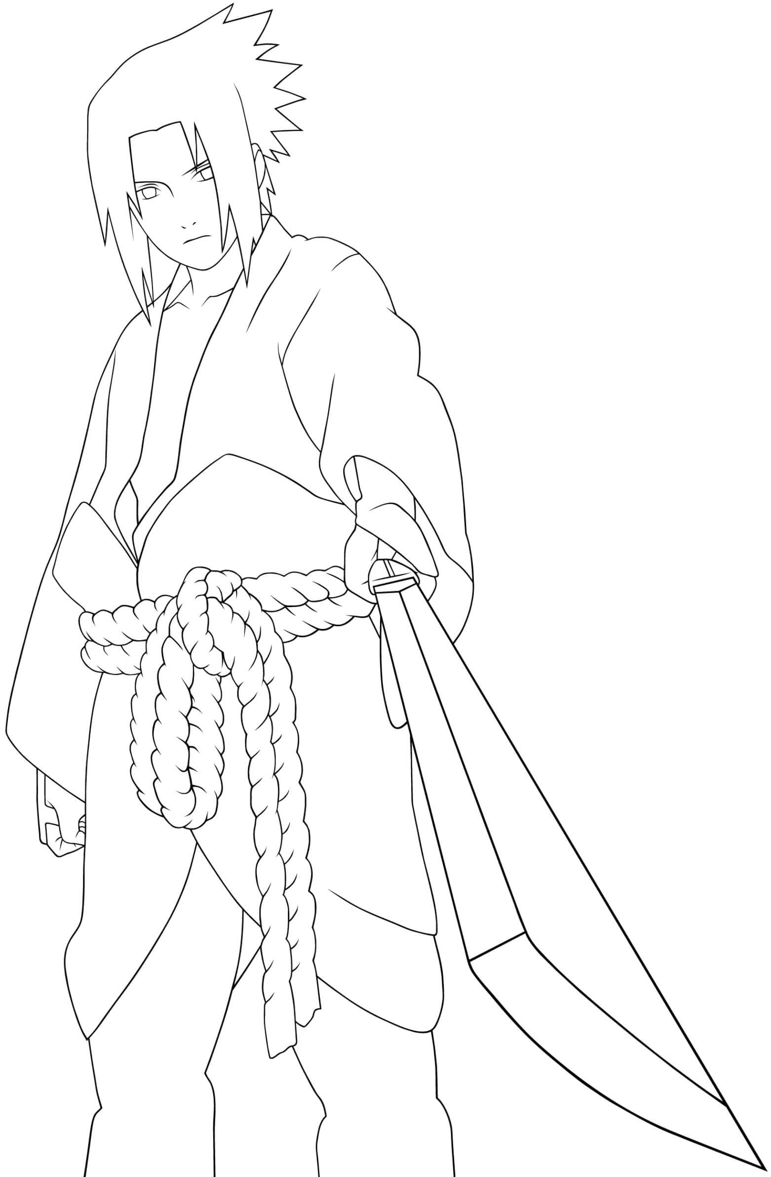 Sasuke drží meč omalovánka