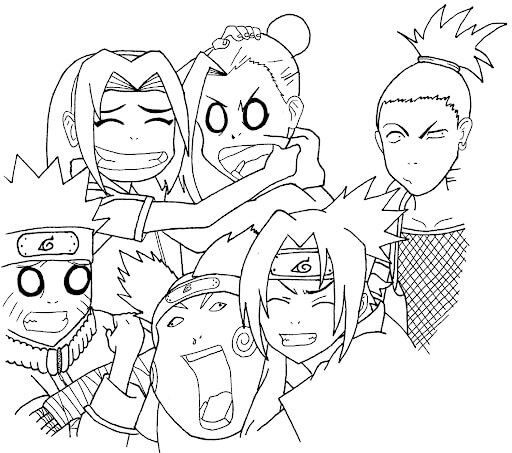 Sasuke Naruto Tým 7 a 10 omalovánka