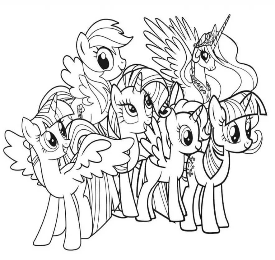 Šest Jednorožců z My Little Pony omalovánka