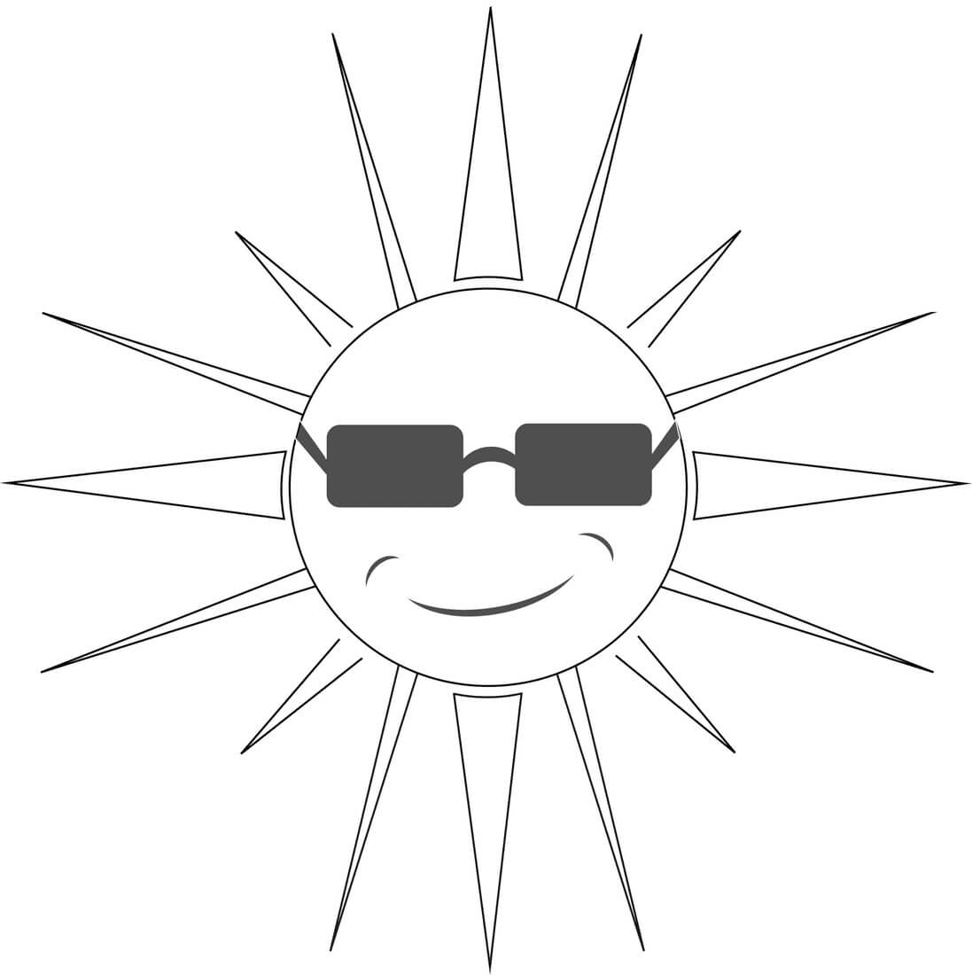 Slunce Nosí Sluneční Brýle omalovánka