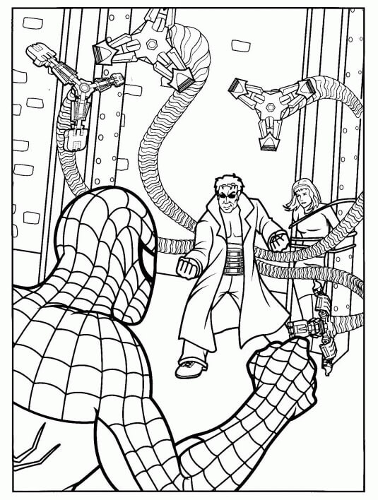 Spiderman vs Dr Chobotnice omalovánka