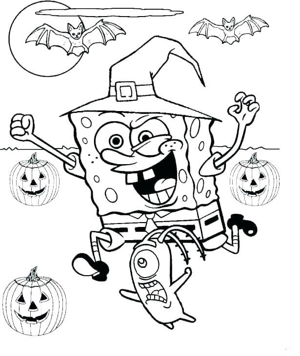 SpongeBob SquarePants v kostýmu čarodějnice omalovánka