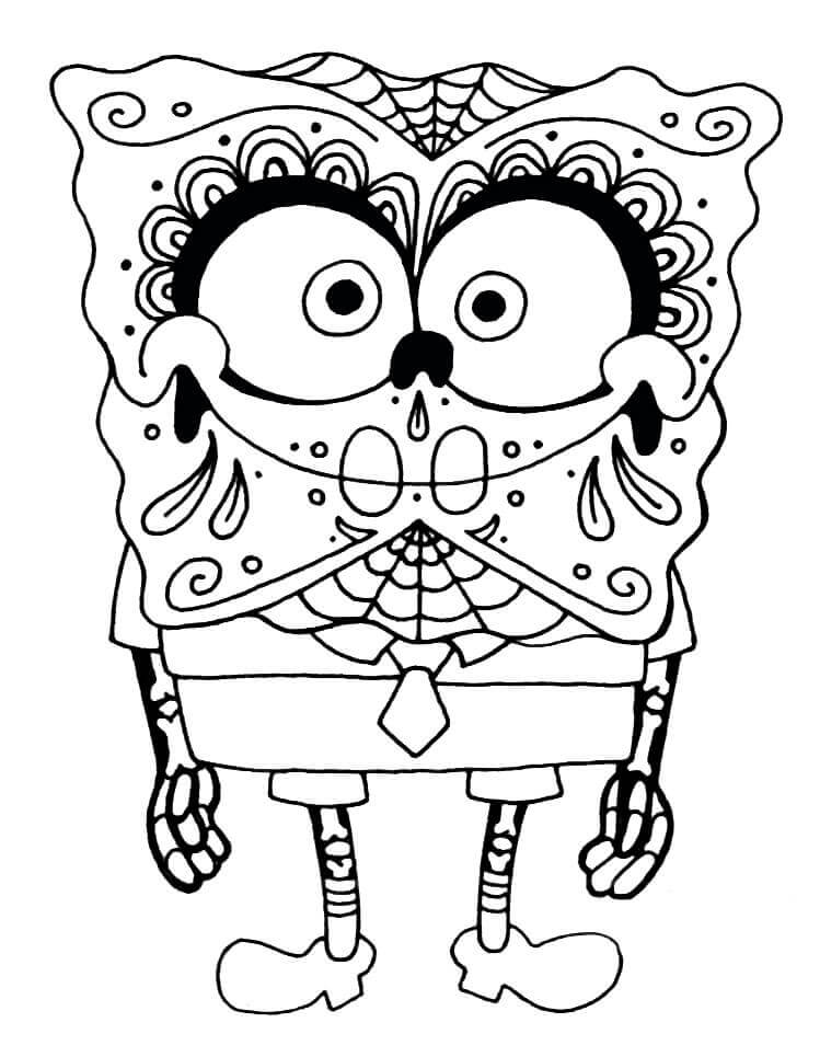 Spongebob v kostýmu lebky omalovánka