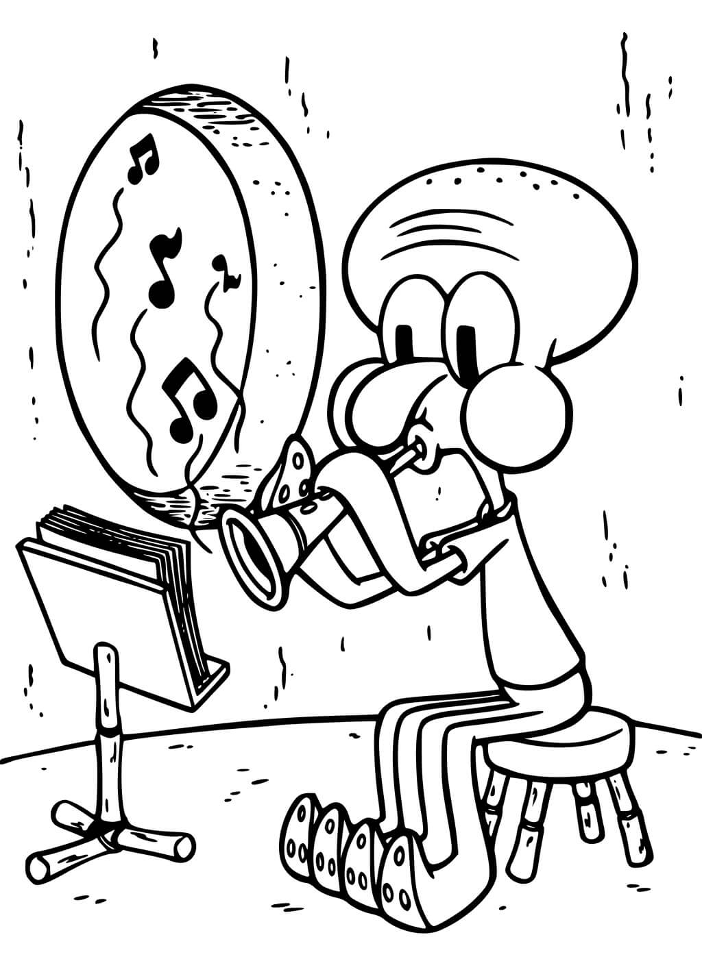 Squidward hraje na flétnu omalovánka