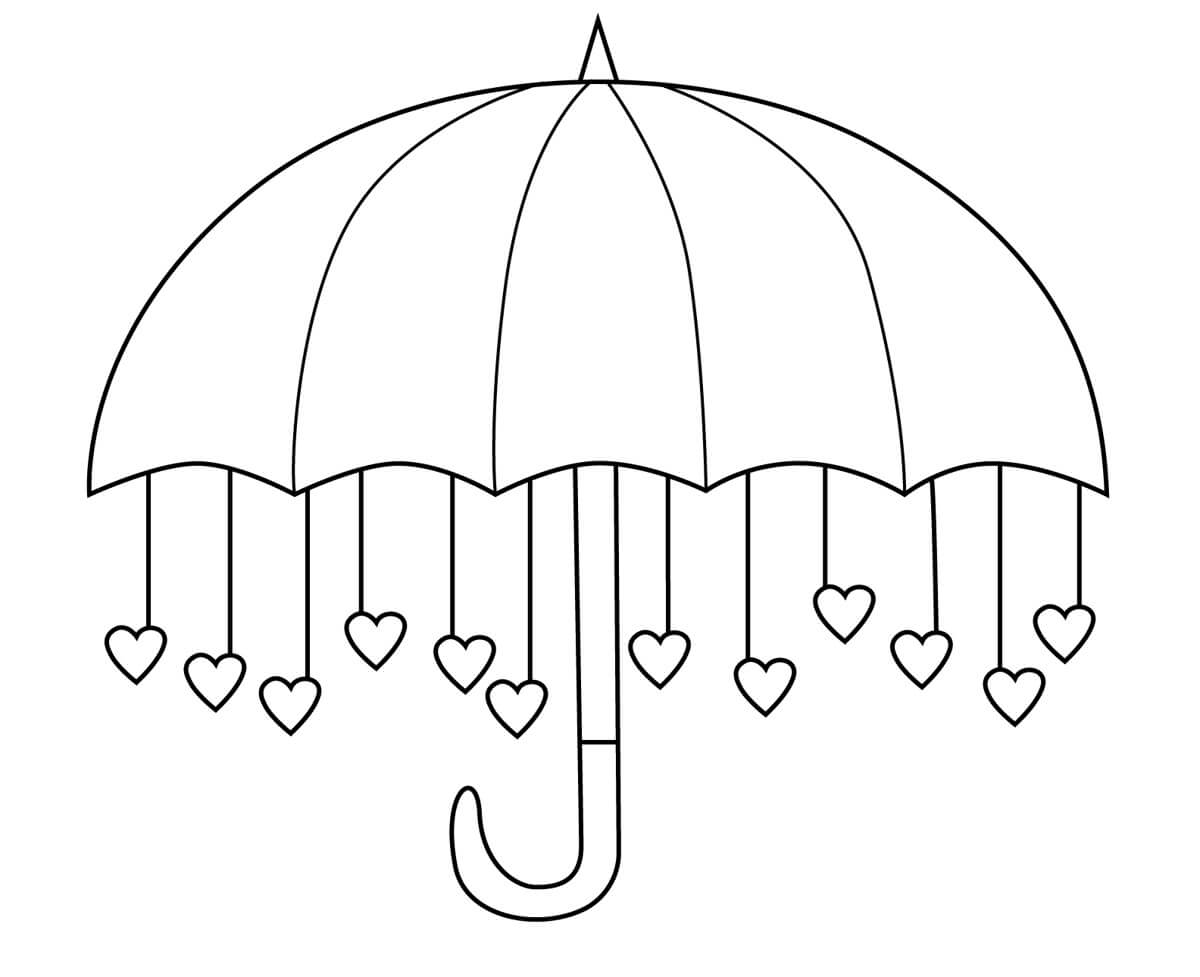 Srdce deštník omalovánka