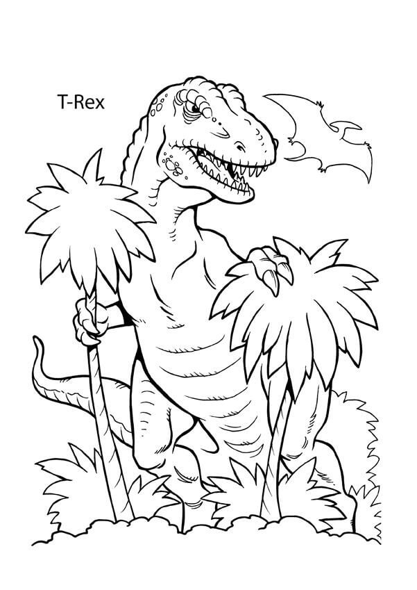 T-Rex loví omalovánka