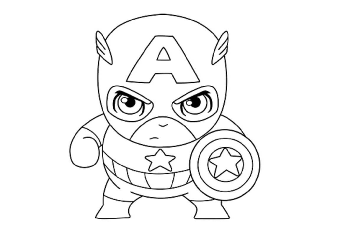 Tlustý Chibi Captain America omalovánka