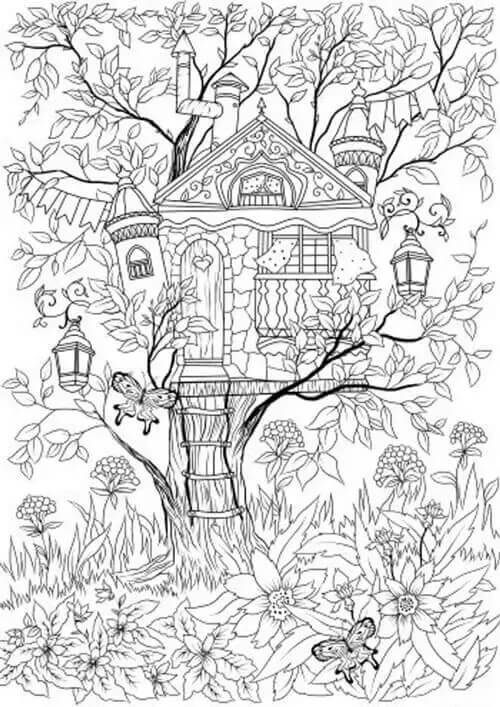 Treehouse na jaře omalovánka