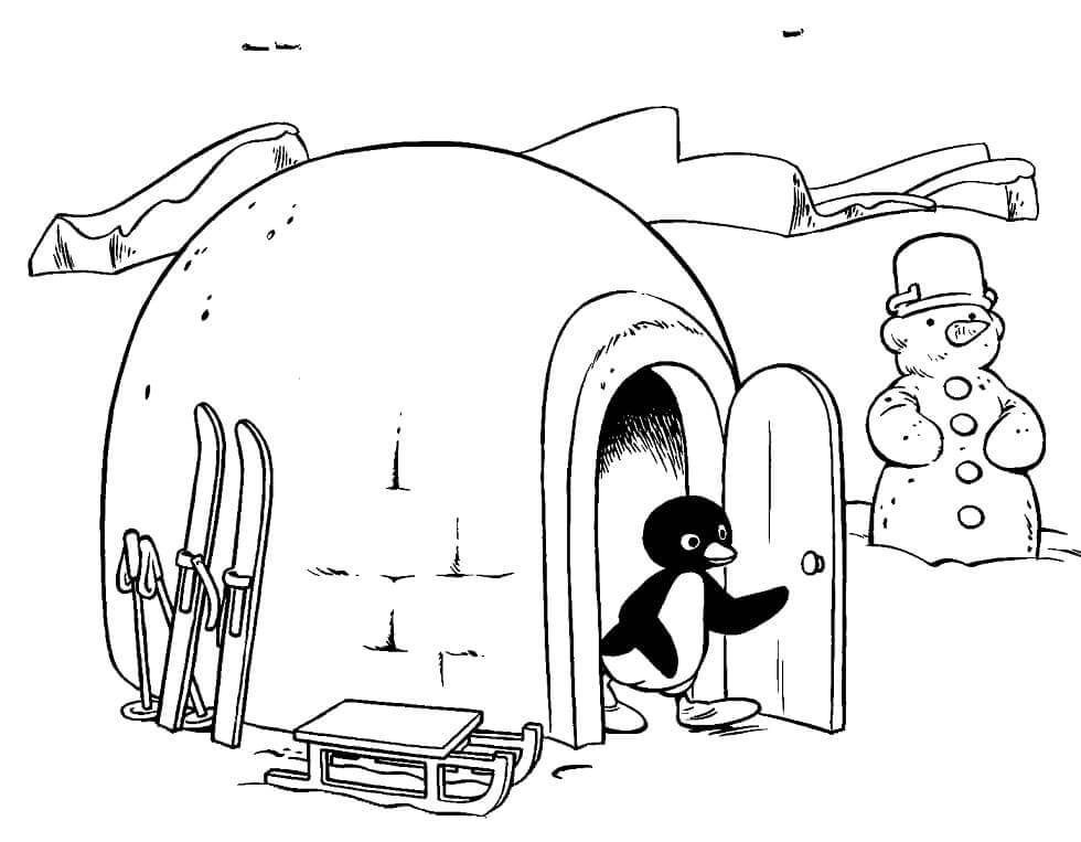 Tučňáci vycházejí z iglú omalovánka