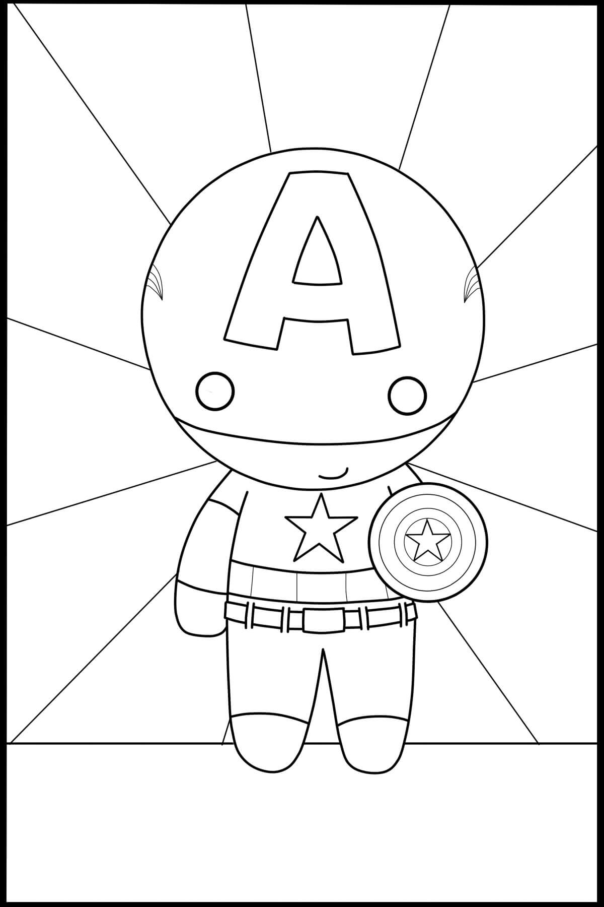 Omalovánka Usmívající se Chibi Captain America