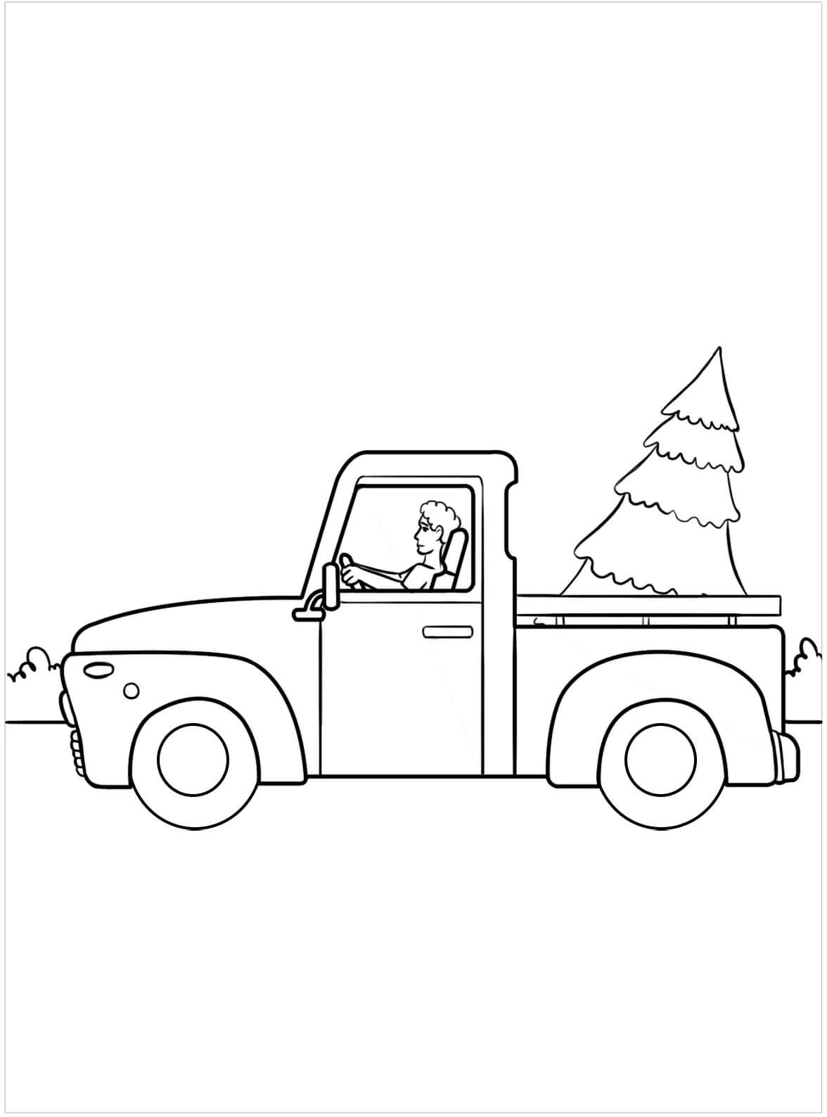 Vánoční strom v kamionu omalovánka