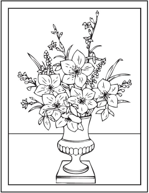 Váza s květinami omalovánka