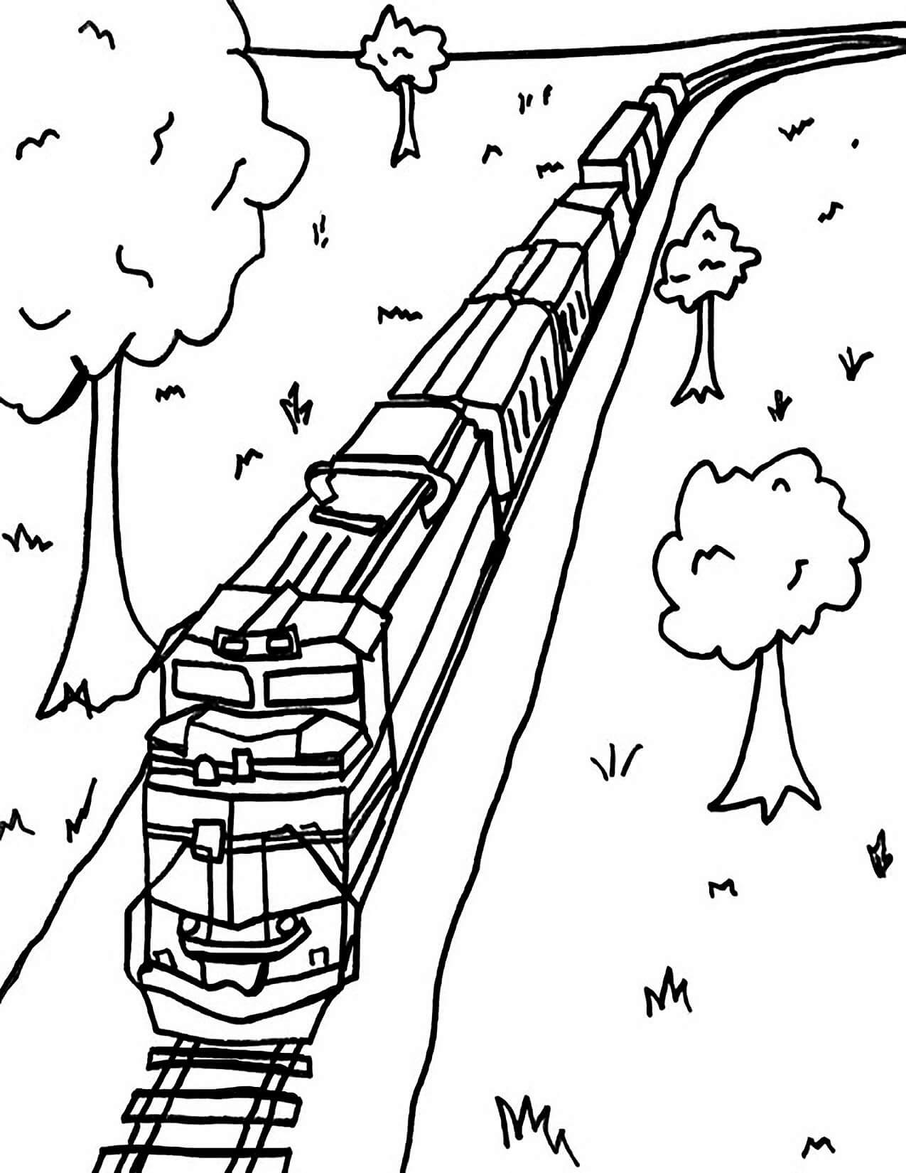 Vlak se stromy omalovánka