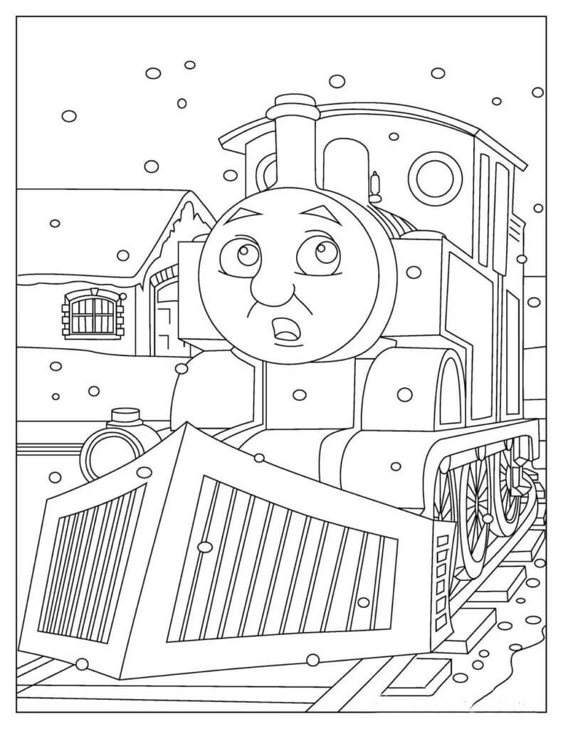 Vlak Thomas v zimě omalovánka