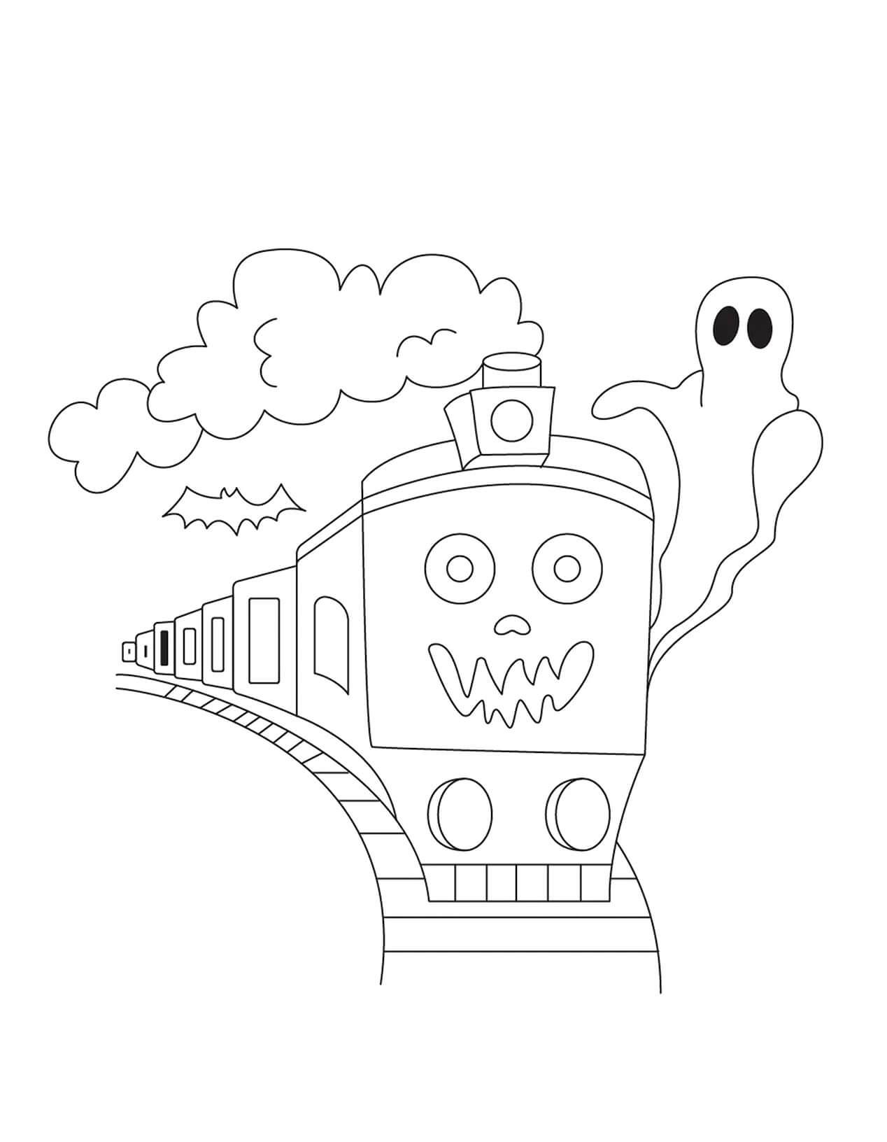 Vlak v Halloweenu omalovánka