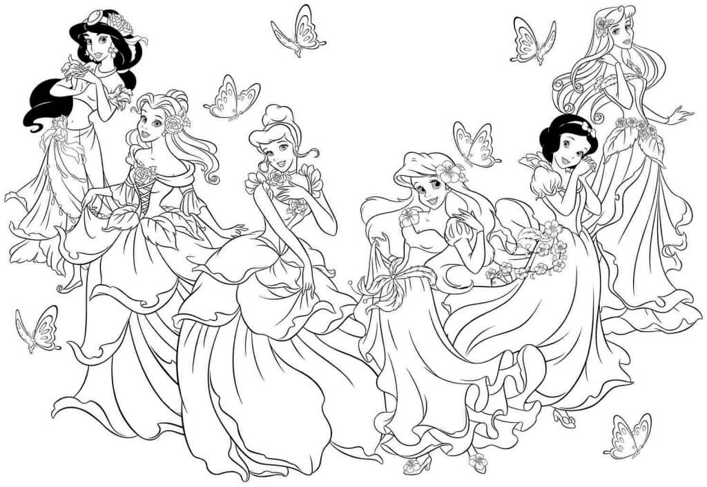 Všechny Princezny Disney omalovánka