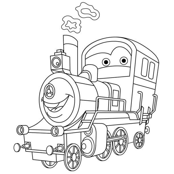 Vtipný kreslený vlak omalovánka