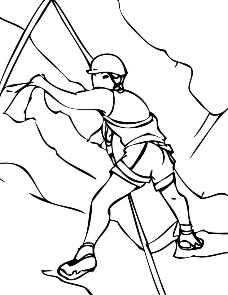 Základní Kresba Muž Lezení na Horu omalovánka