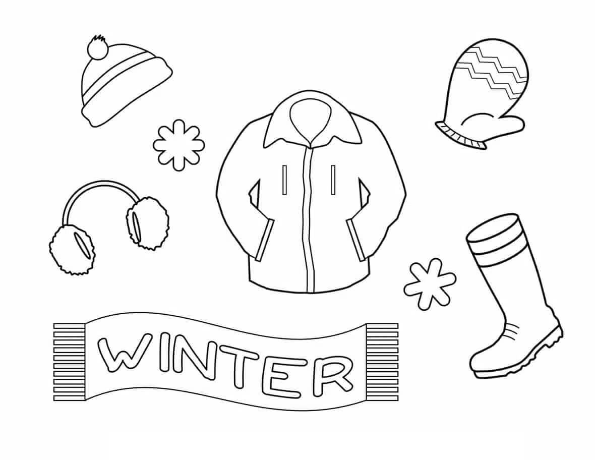 Zimní svrchní oděvy a doplňky omalovánka