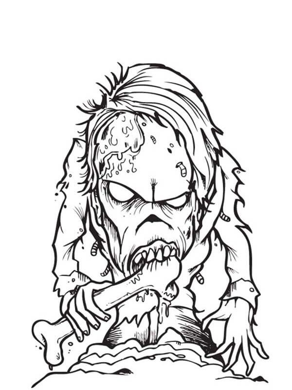 Zombie jíst kost omalovánka