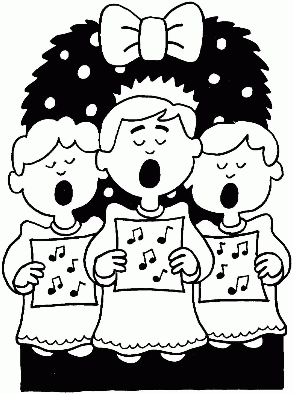 Zpívání Vánoční Písně omalovánka